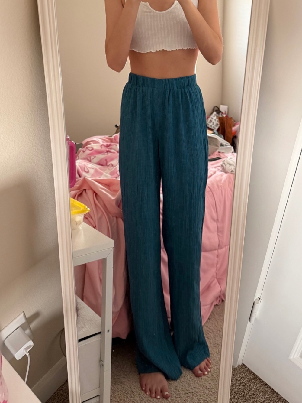 Blue Textured Pants